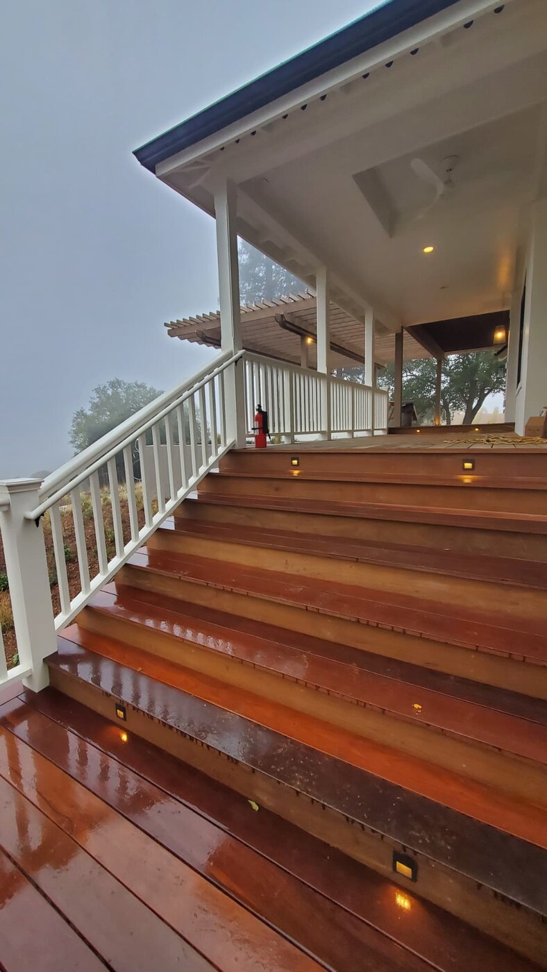 Outdoor deck and step lighting installation