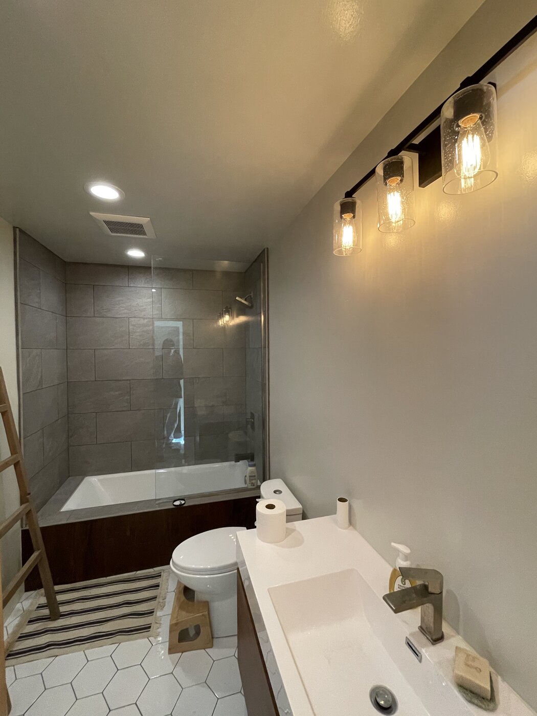 Bathroom vanity light fixture installation